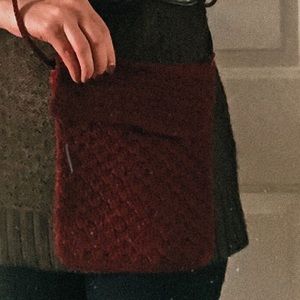 Dark Red Crochet Crossbody Bag